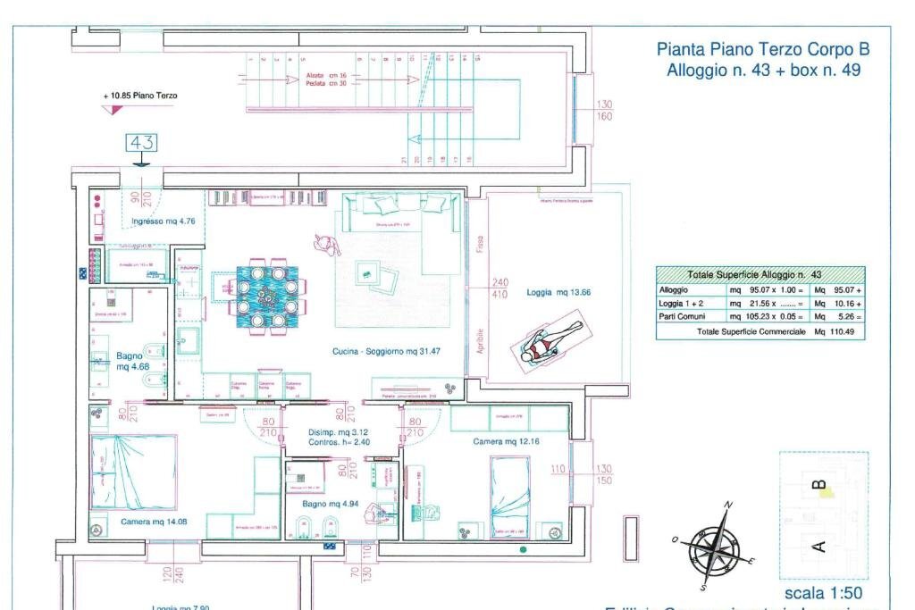 Trilocale Via Alessandro Litta Modignani, Milano (zona Bovisasca) - planimetria 1