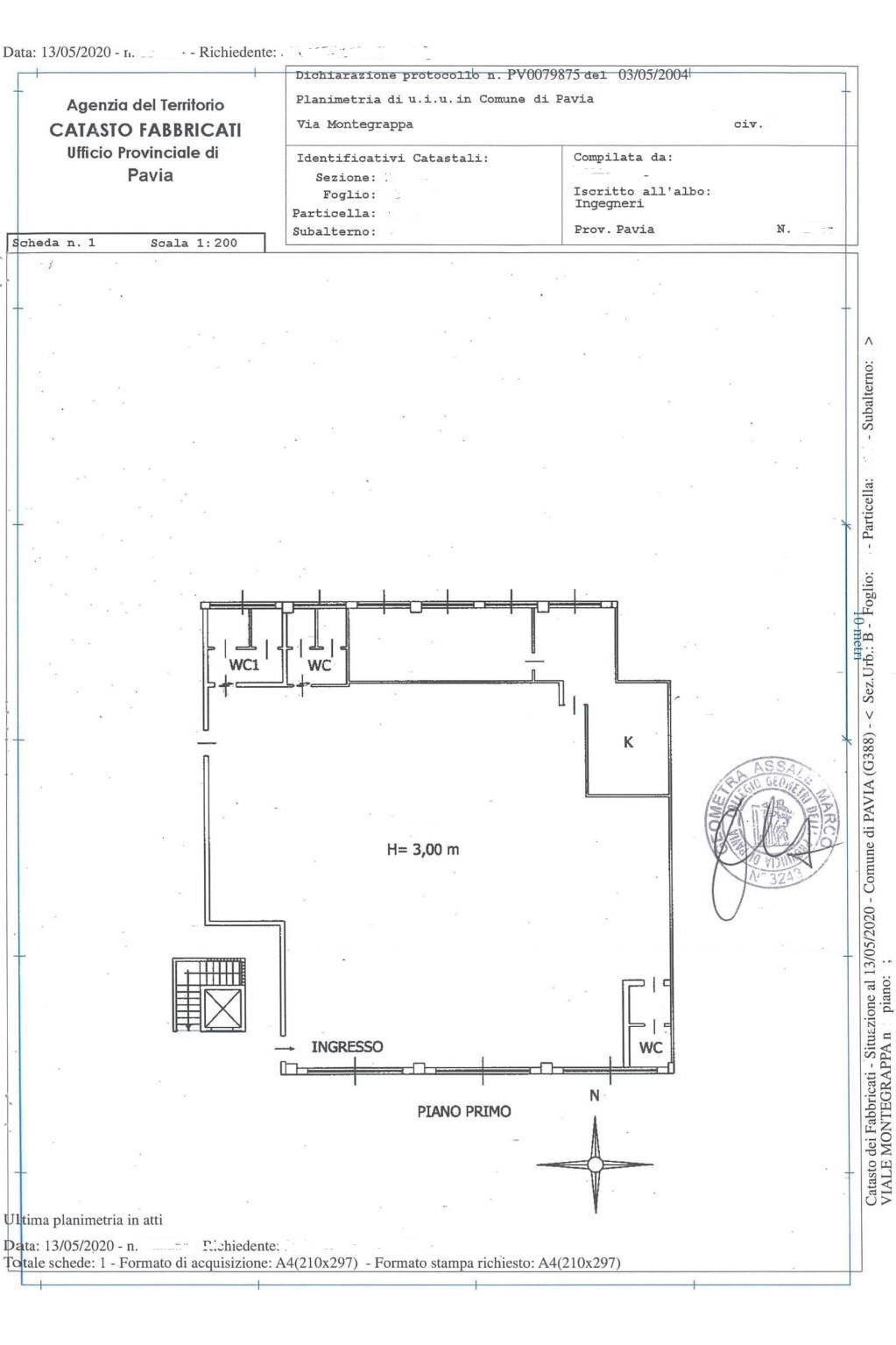 Negozio via Monte Grappa, Pavia - planimetria 1
