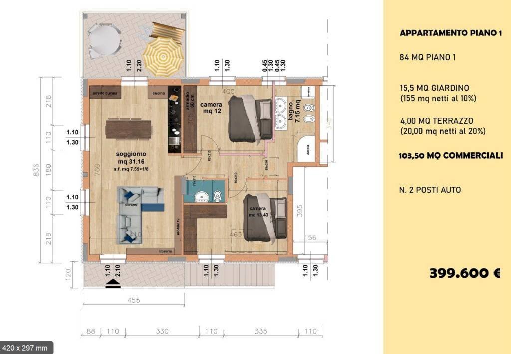 plan - Two-room apartment via Fabbrica e Valle, Sestri Levante - photo 2
