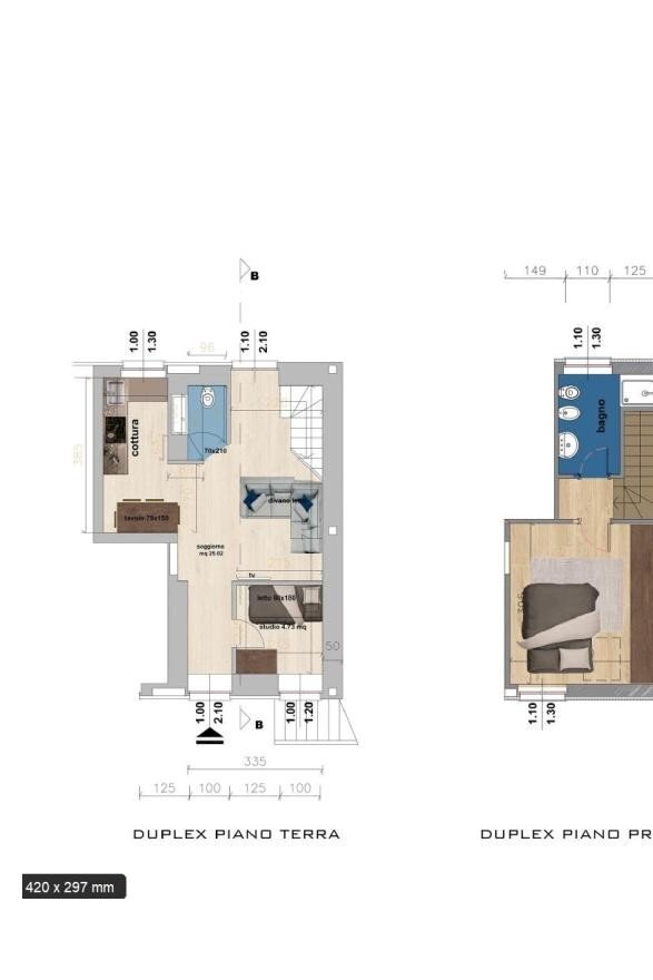 Two-room apartment via Fabbrica e Valle, Sestri Levante - floor plans 1