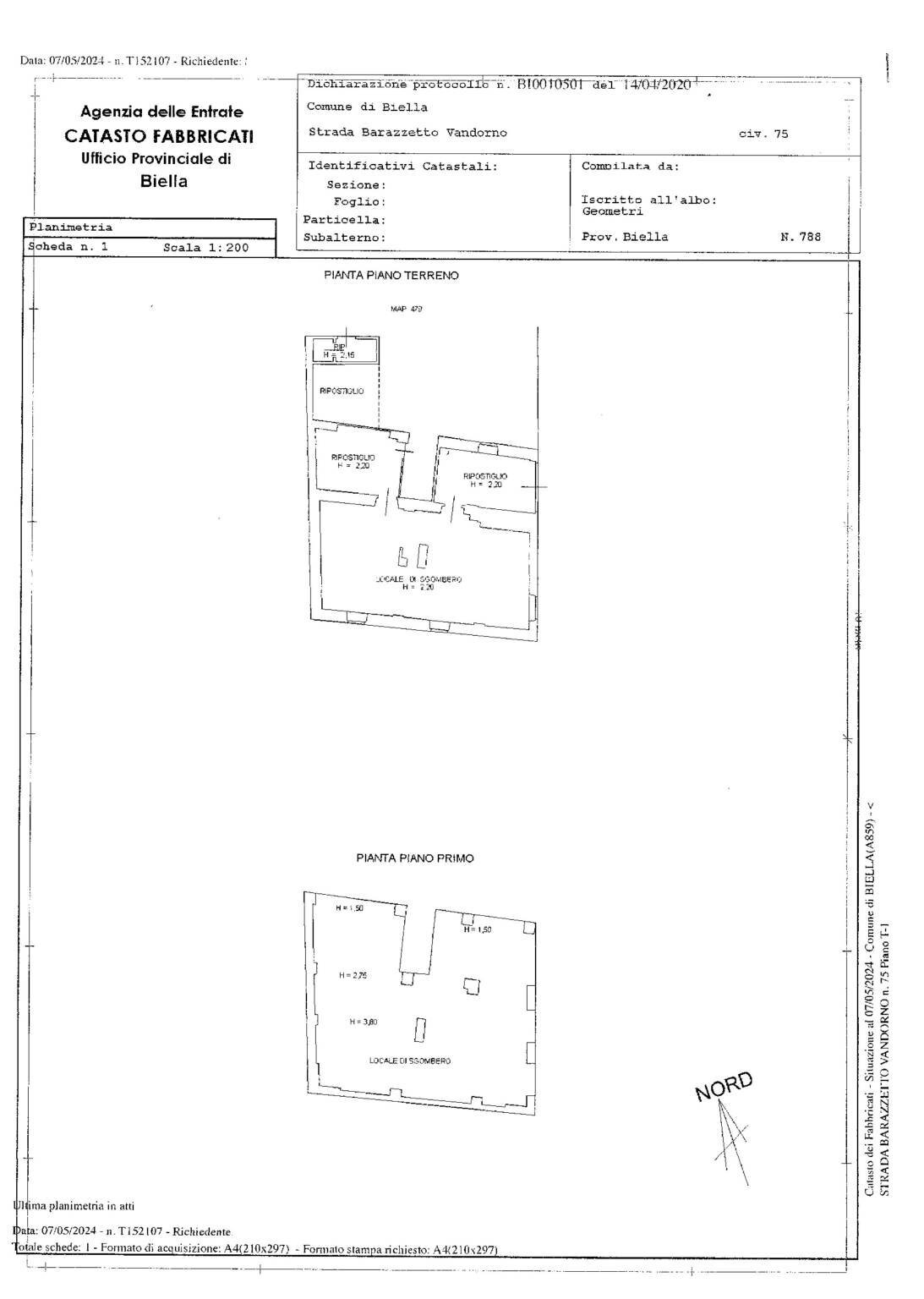Terraced Villa strada Barazzetto Vandorno, 75, Biella - floor plans 1