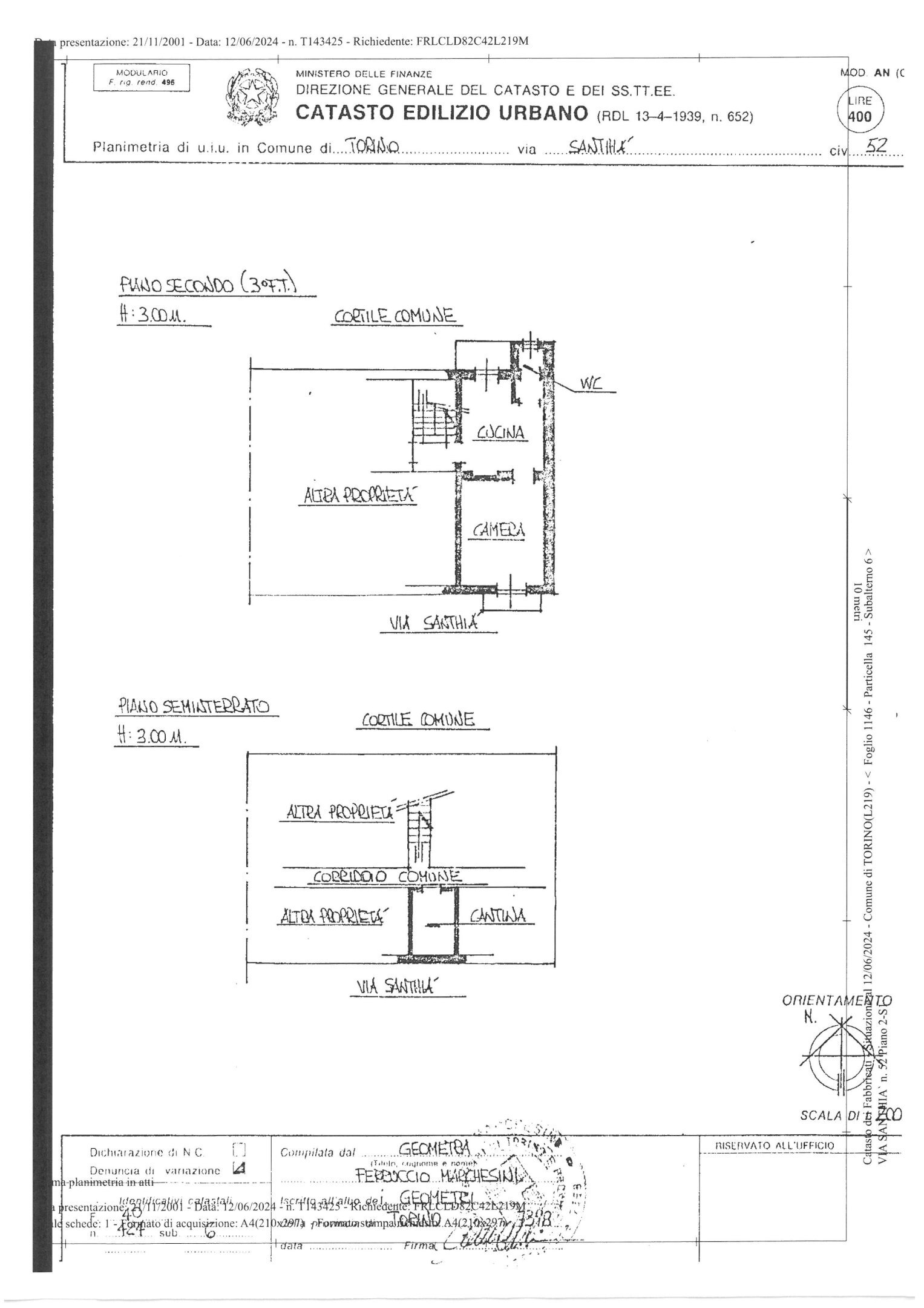 Bilocale via SANTHIA, 52, Torino (zona Barriera Milano) - planimetria 1