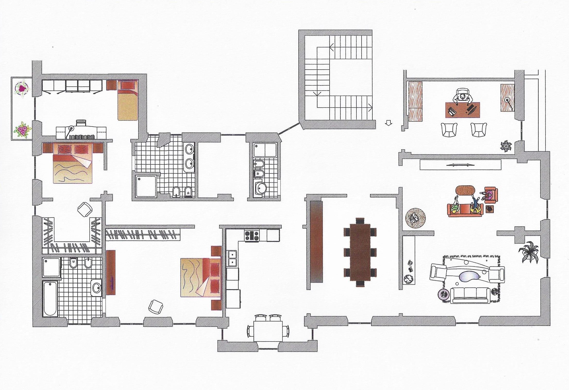 Three-room apartment Via Pastrengo, Genova (neighborhood Centro) - floor plans 1