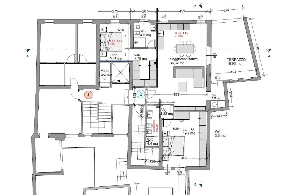 Three-room apartment Piazzale Bernardino Ramazzini, Carpi - floor plans 1