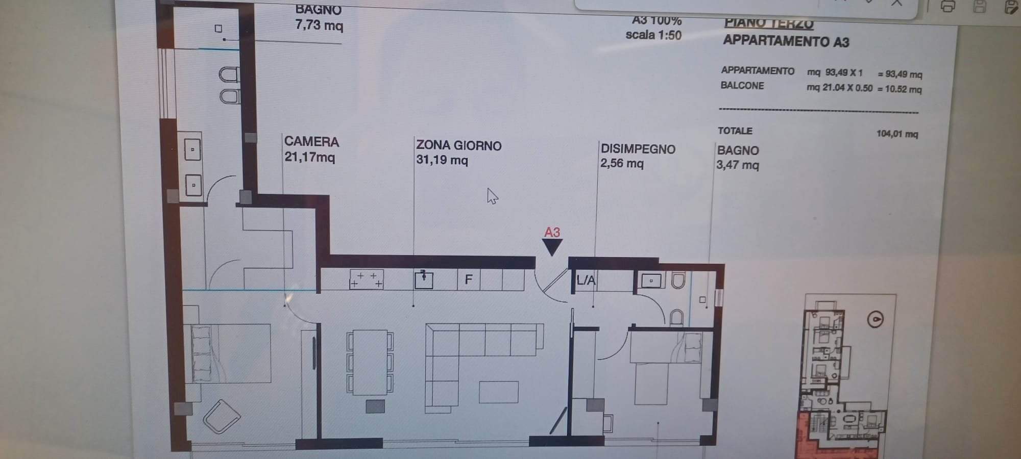 Trilocale VIALE DEL PRETE, Cattolica - planimetria 1