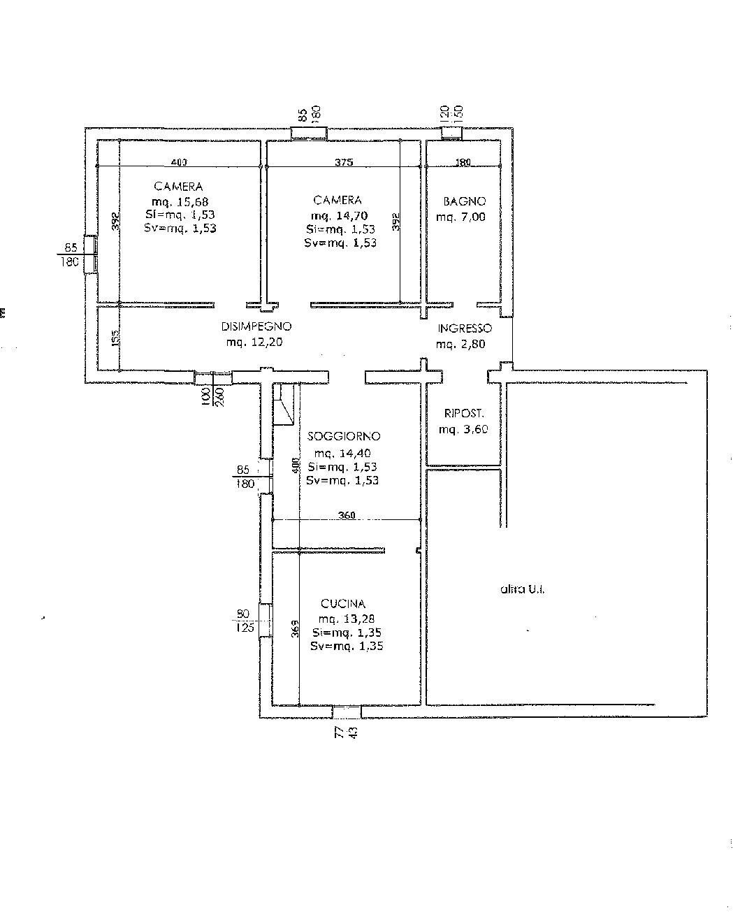 planimetrie appartamento - Quadrilocale Via Goldoni, 11, Imola - planimetria 1