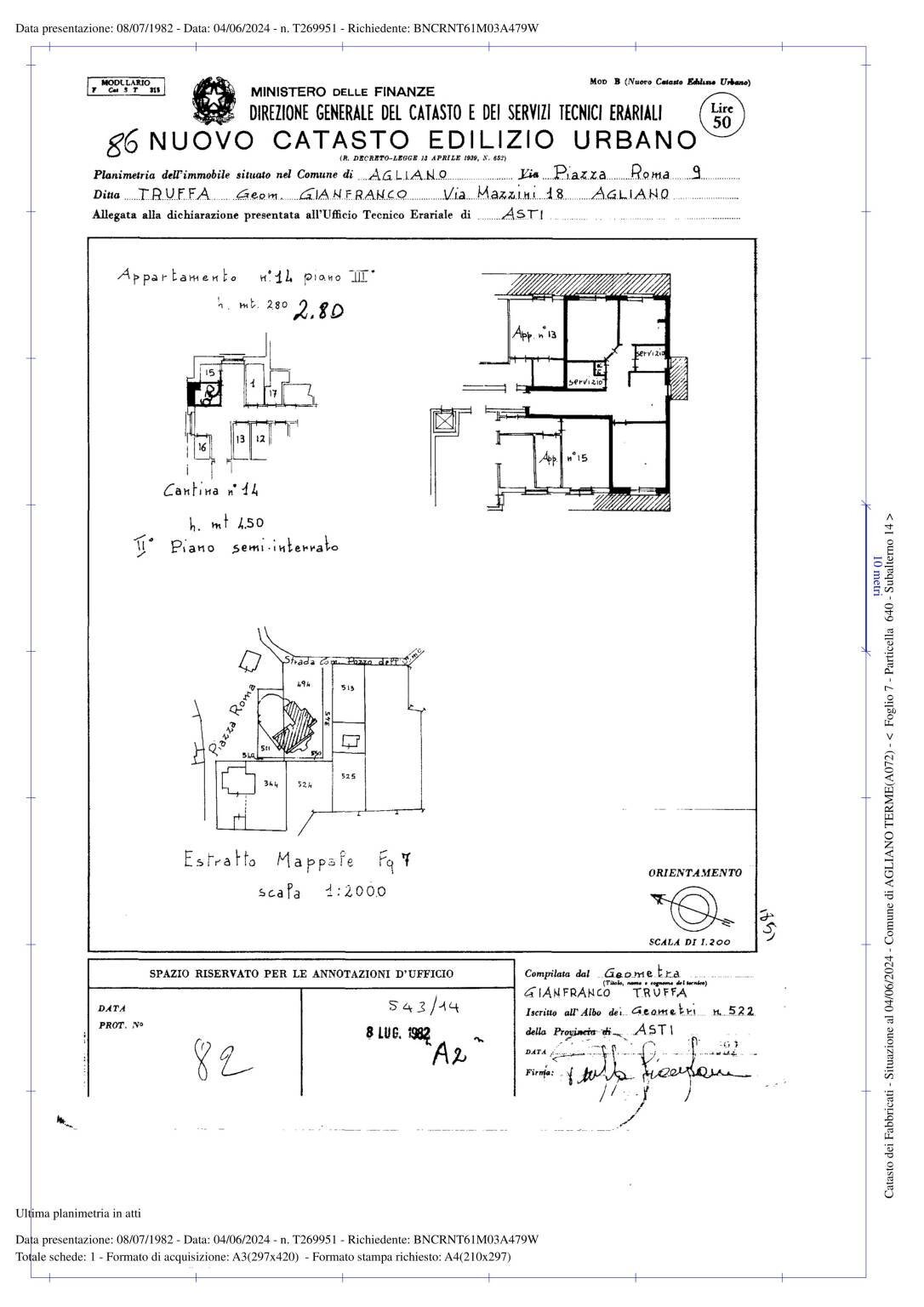 Quadrilocale piazza Roma, Agliano Terme - planimetria 1