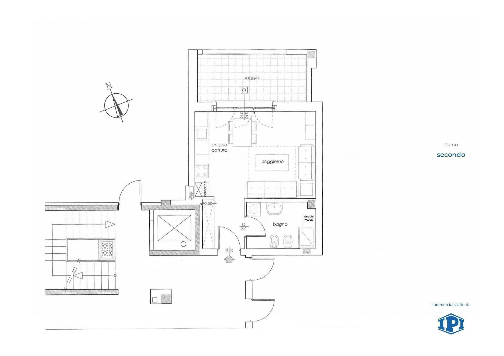 One-room apartment Via Luigi Cibrario, Genova (neighborhood Sestri Ponente) - floor plans 1