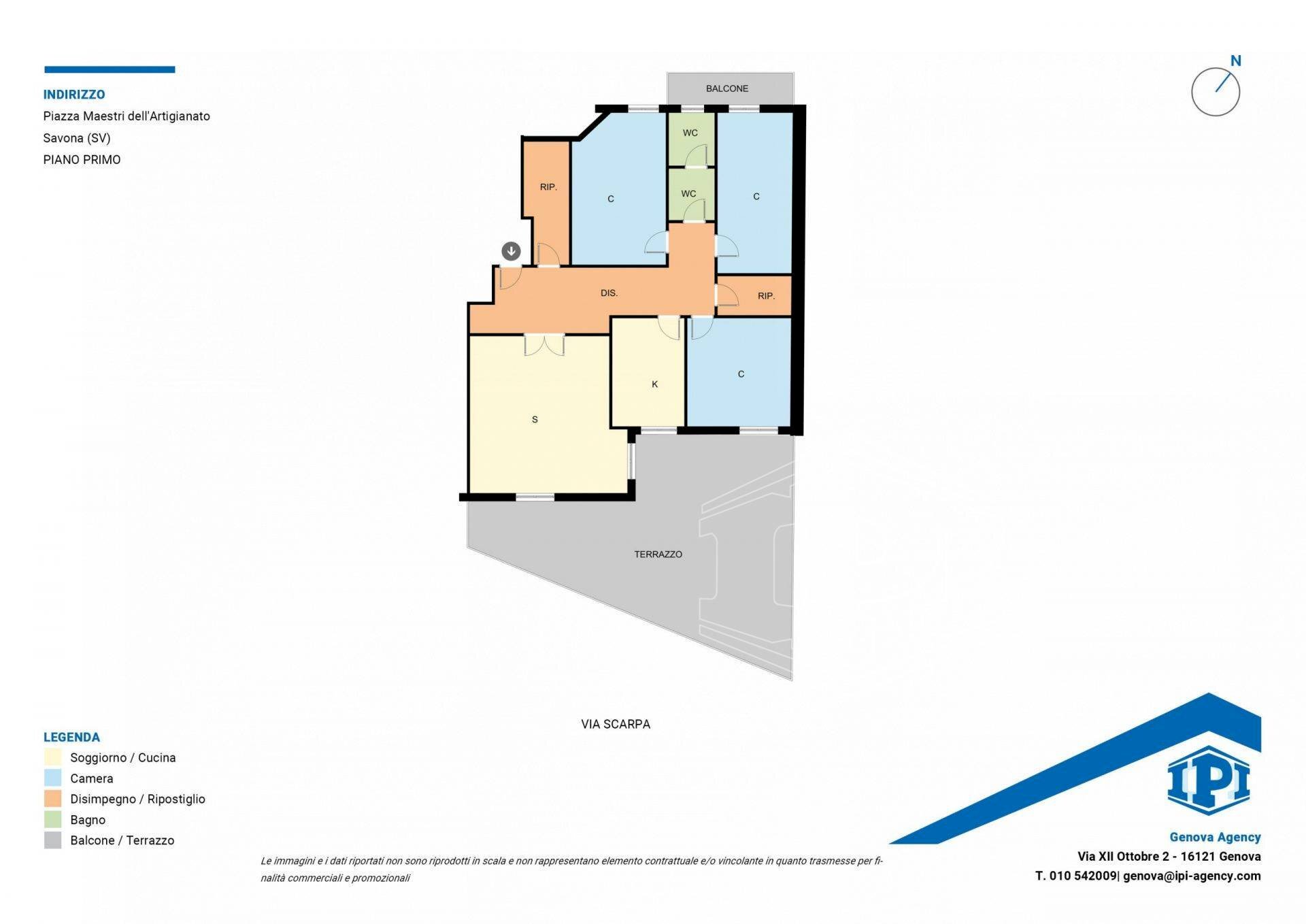 Appartamento Piazza Maestri dell'Artigianato, Savona (zona Centro) - planimetria 1