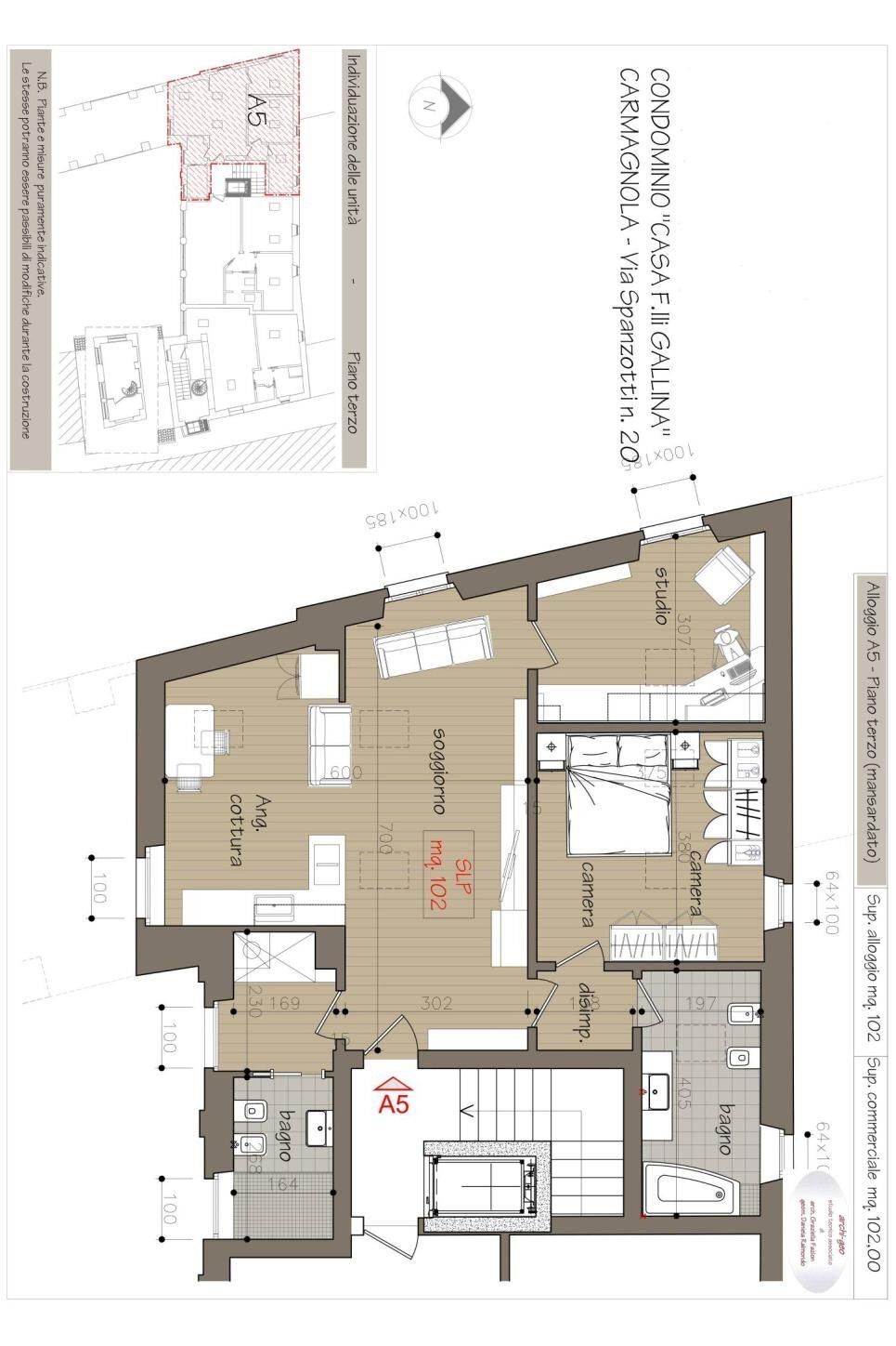 Three-room apartment via Spanzotti, 20, Carmagnola - floor plans 1