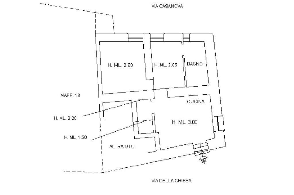 Three-room apartment Via della Chiesa, Cipressa - floor plans 1