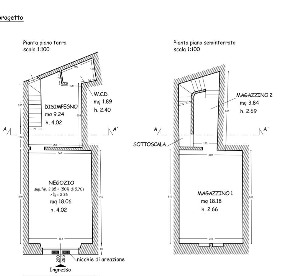 Shop piazza Pietro Leopoldo, Firenze - floor plans 1