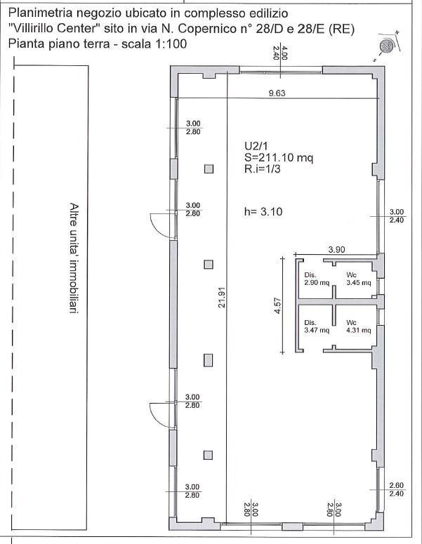 PLANIMETRIA VIA COPERNICO 28D-E.JPG - Locale Commerciale Reggio nell'Emilia - foto 2