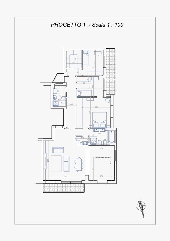 Four-room apartment via Nino Bonnet, 5, Milano - floor plans 1