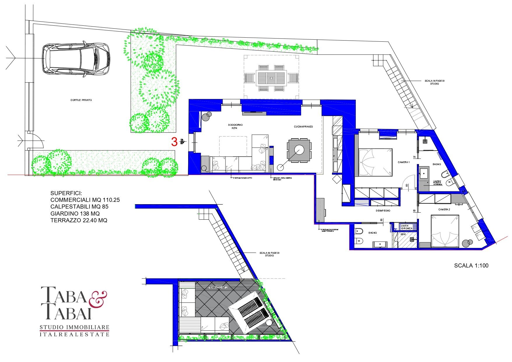 Planimetria - Appartamento in Villa Via  Macera, 3, Rapallo - planimetria 1
