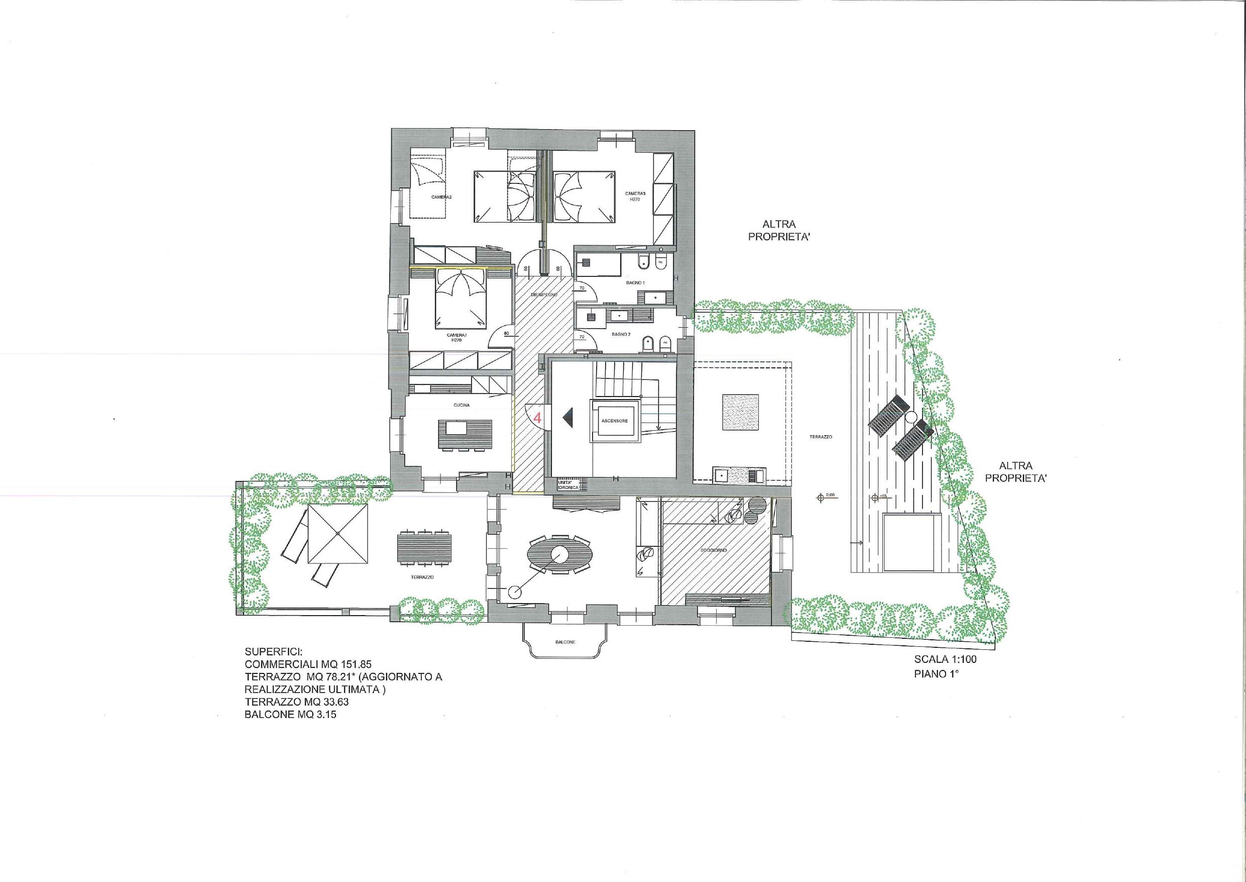 Planimetria - Appartamento in Villa Via  Macera, 3, Rapallo - planimetria 1