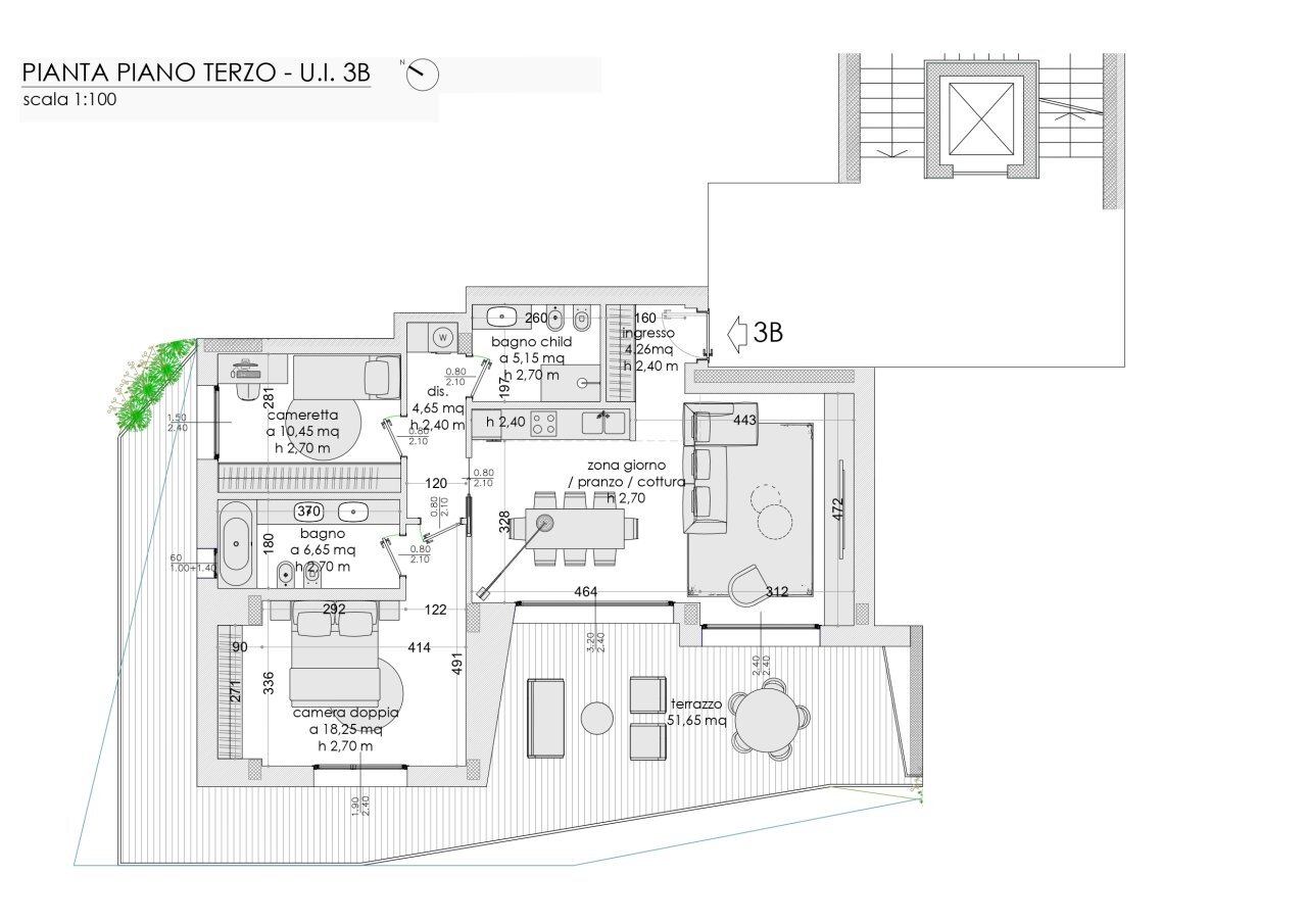 Piano III_UI 3.B - Appartamento Via Muzio Clementi 10, Monza - planimetria 1