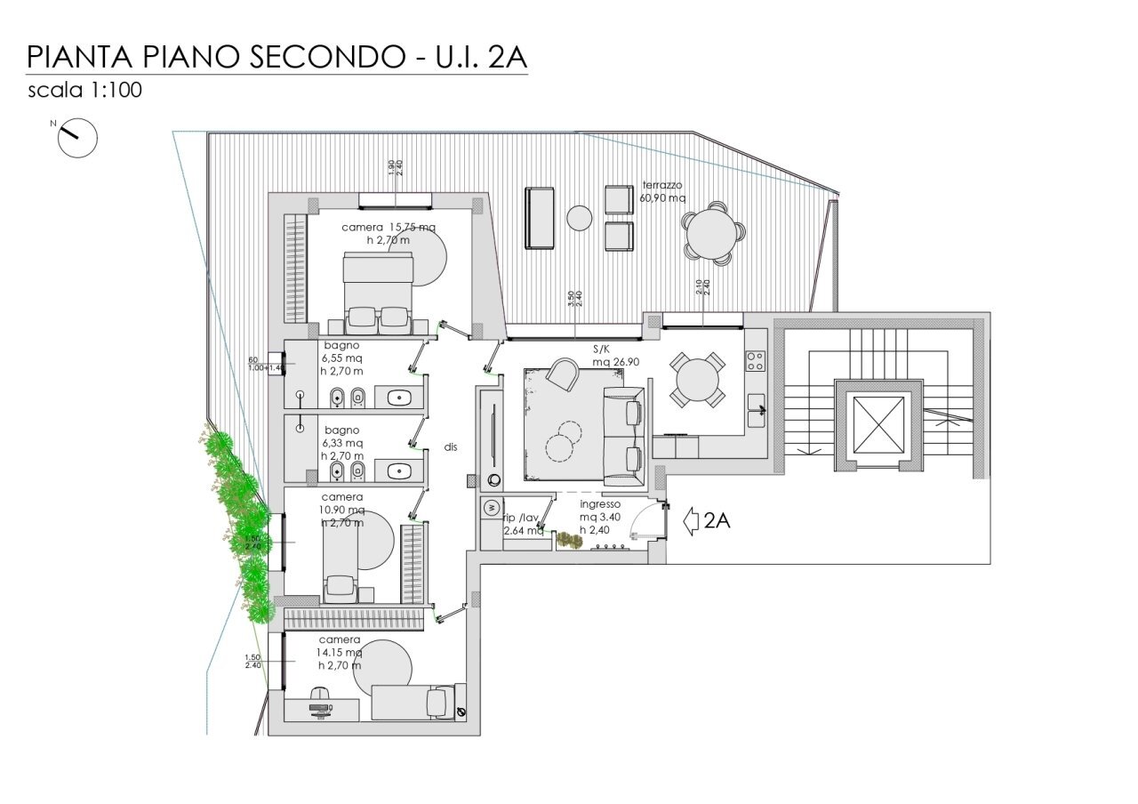 UI 2A_arredato - Quadrilocale Via Muzio Clementi 10, Monza - planimetria 1