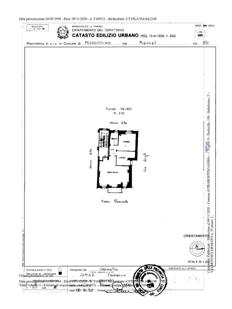 Casa indipendente Piazza Monnet Enrico, Prarostino - planimetria 1