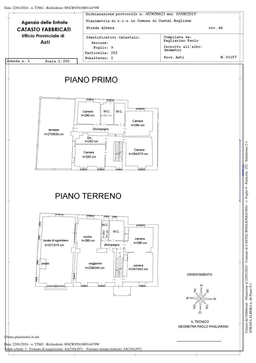 Rustic strada Albera, Castel Boglione - floor plans 1