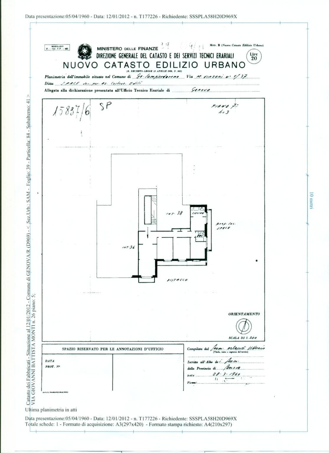 Trilocale via Gian Battista Monti, Genova (zona Sampierdarena) - planimetria 1