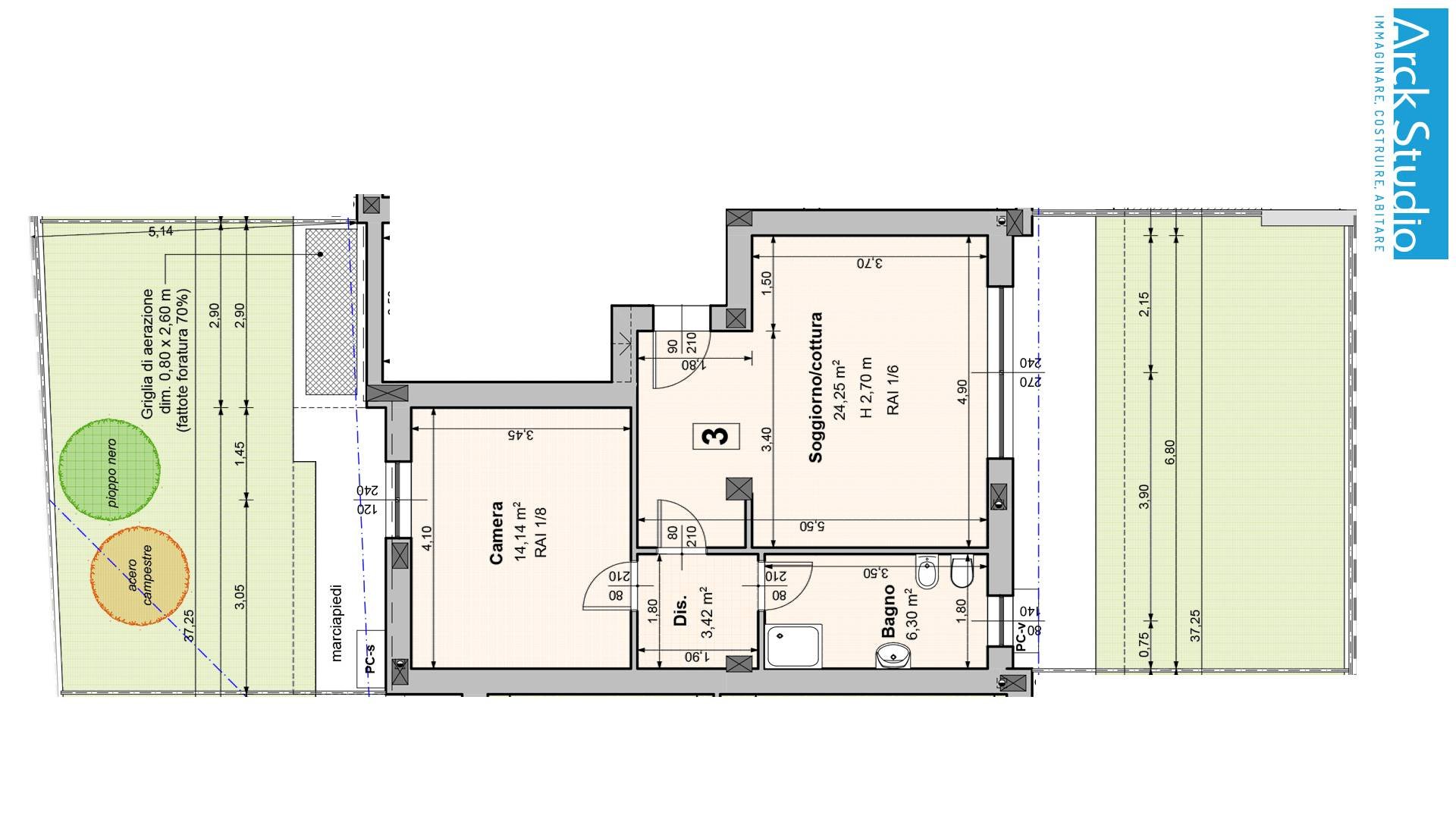 Bilocale via Guglielmo Marconi, 8, Cassano d'Adda - planimetria 1