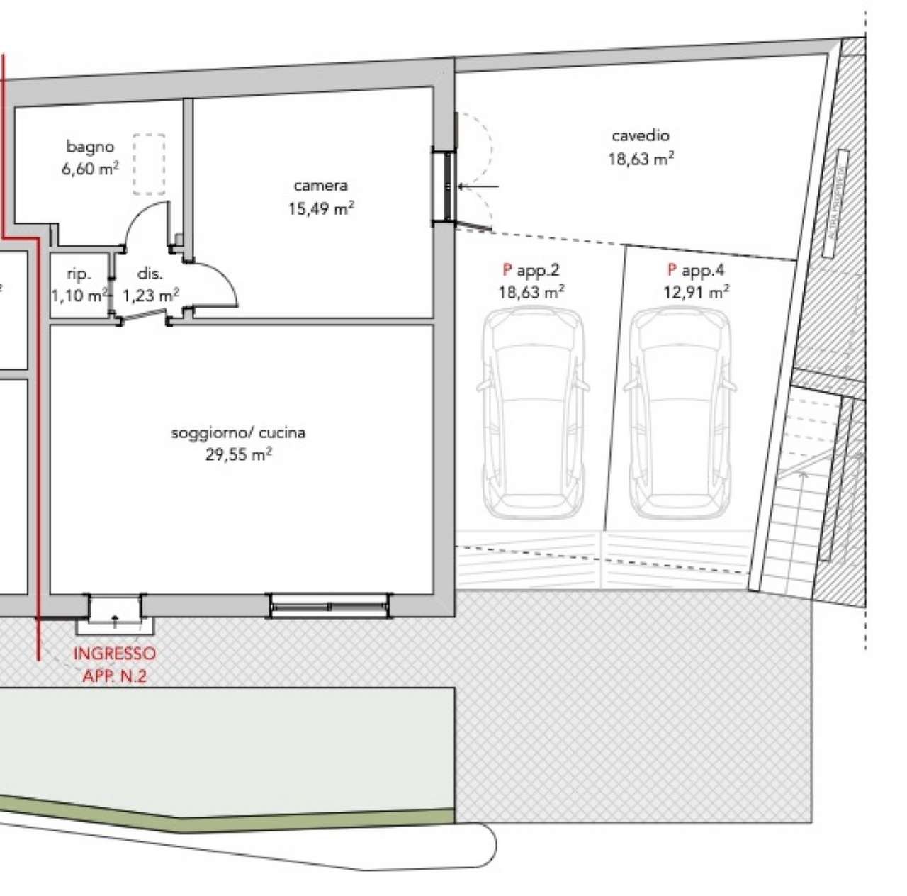 piano terra app.2 - Bilocale Botticino - planimetria 1