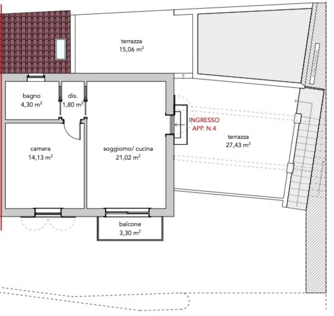 piano primo app 4 - Bilocale Botticino - planimetria 1