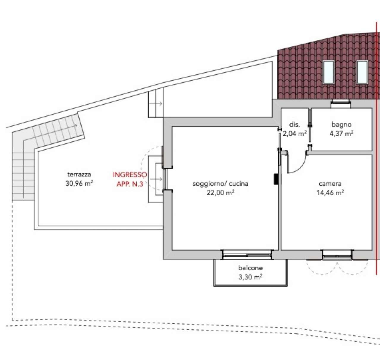 piano primo app.3 - Two-room apartment Botticino - floor plans 1