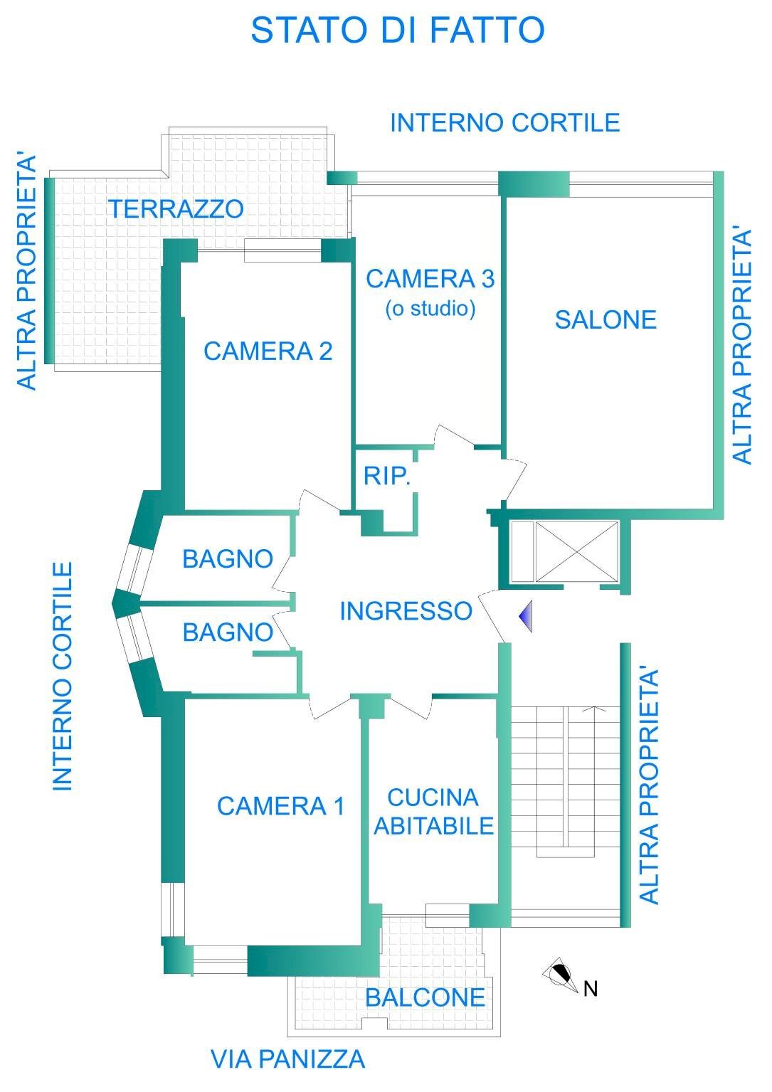 Four-room apartment via Barnaba Panizza, Torino - floor plans 1