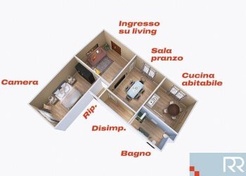 Vista 3D stato di fatto - Three-room apartment via San Martino, 17, Moncalieri - photo 27