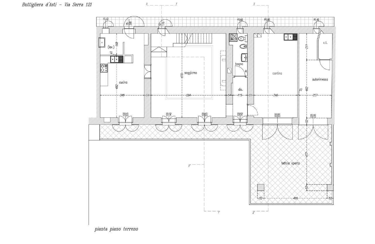 Planimetria piano terreno  - Rustico via SERRA, 121, Buttigliera d'Asti - planimetria 1