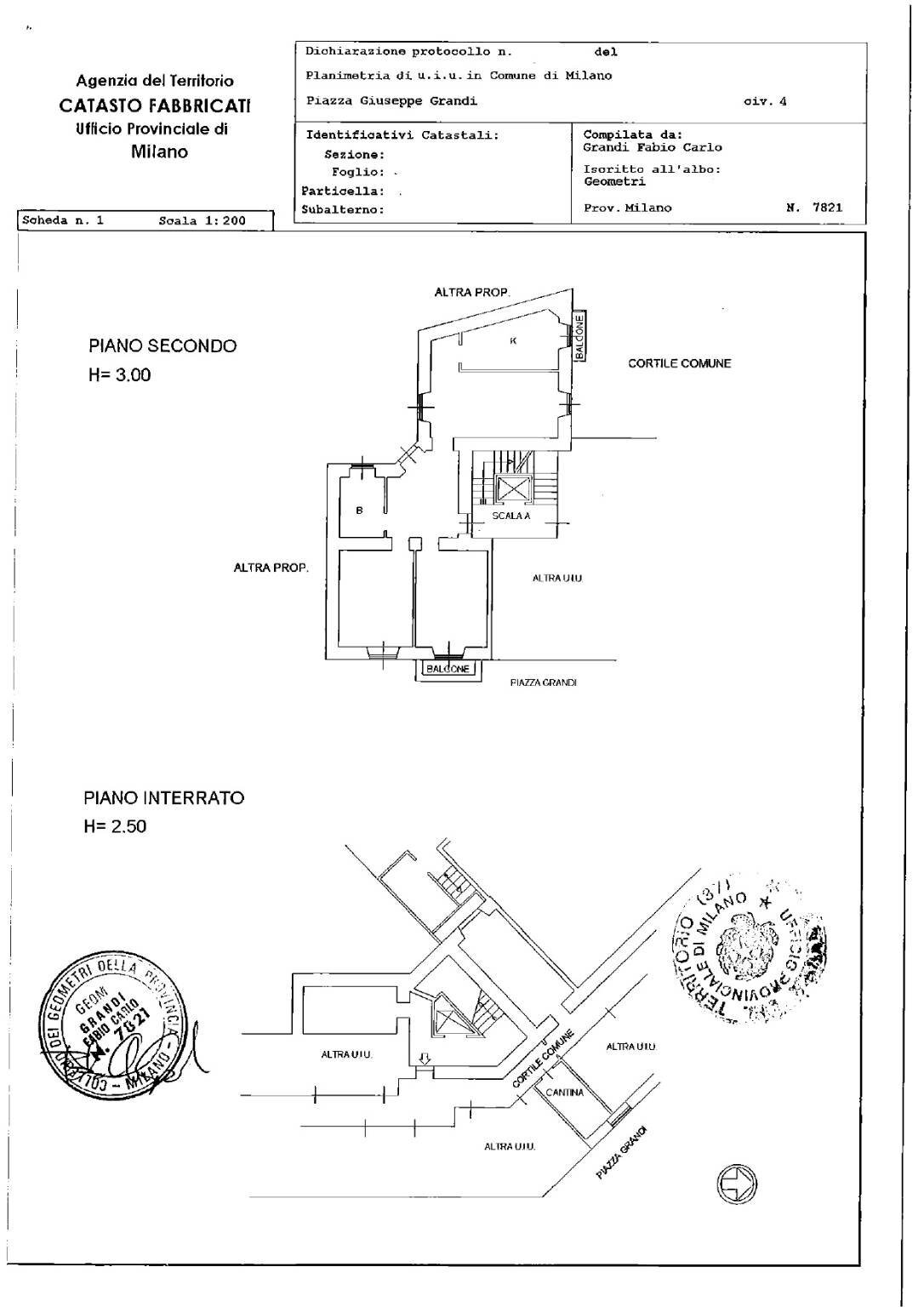 Three-room apartment piazza Giuseppe Grandi, 4, Milano - floor plans 1