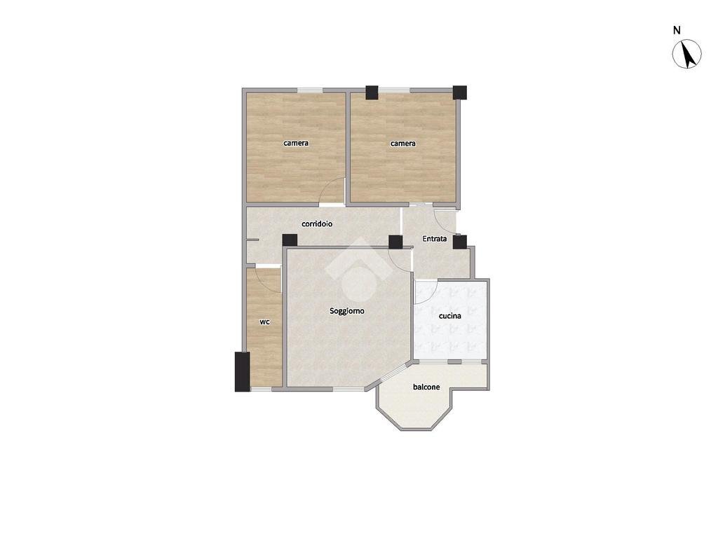 Trilocale Via Emanuele Kant, Milano (zona Gallaratese) - planimetria 1