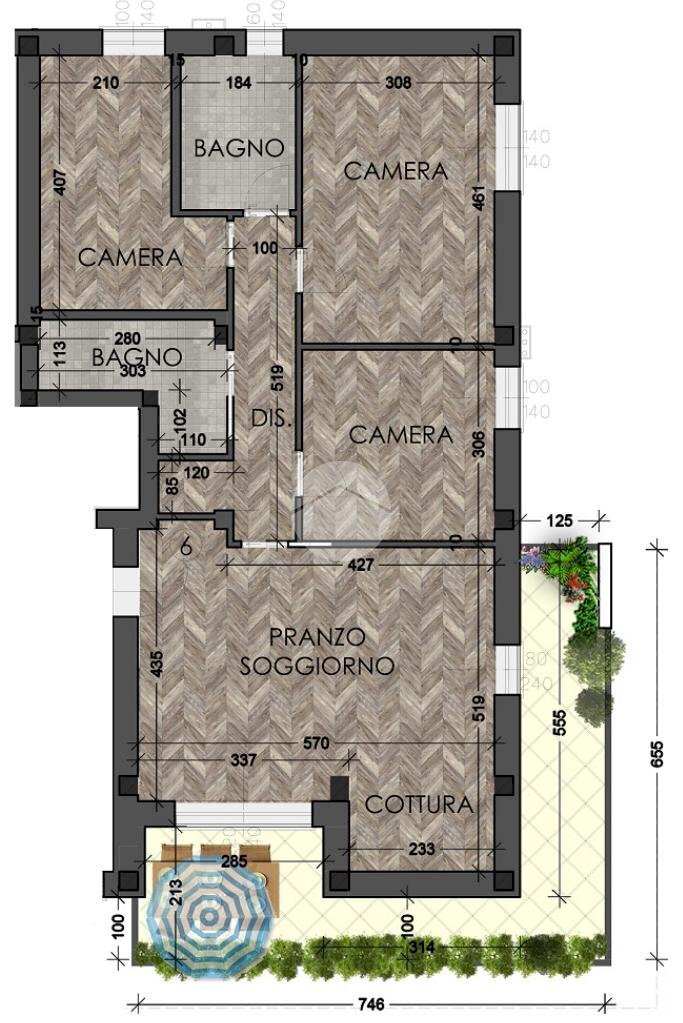 Four-room apartment Via Circonvallazione Sud, Valsamoggia (neighborhood San Lazzaro) - floor plans 1