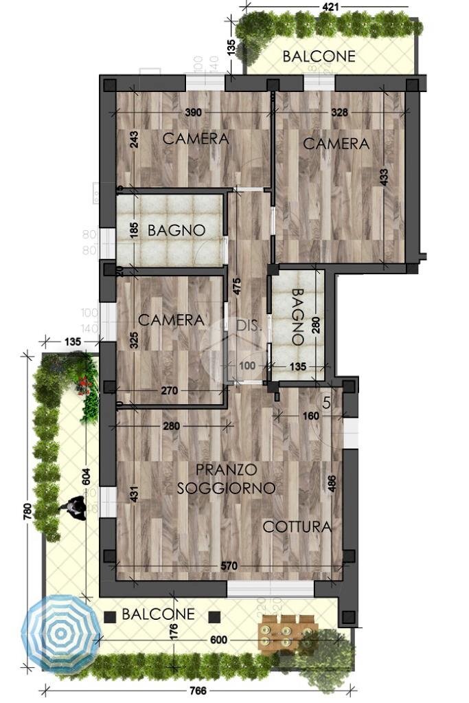 Four-room apartment Via Circonvallazione Sud, Valsamoggia (neighborhood San Lazzaro) - floor plans 1