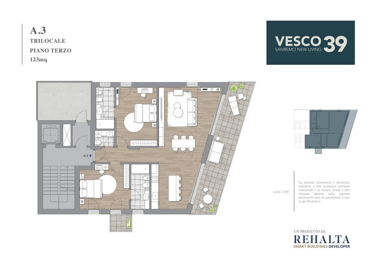 planimetria - Appartamento Via Vesco 39, Sanremo - planimetria 1