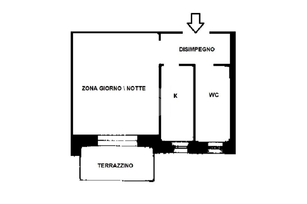 Monolocale Via Tommaso Gulli, Milano - planimetria 1