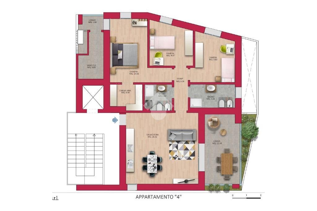 Quadrilocale Via Gadames, Rimini - planimetria 1