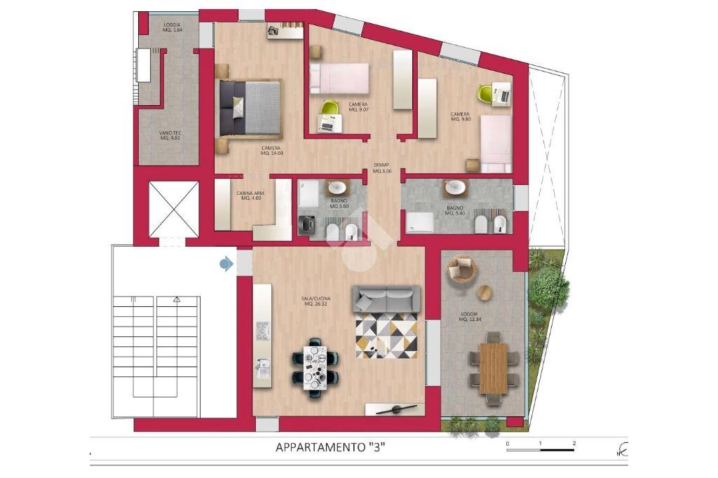 Quadrilocale Via Gadames, Rimini - planimetria 1