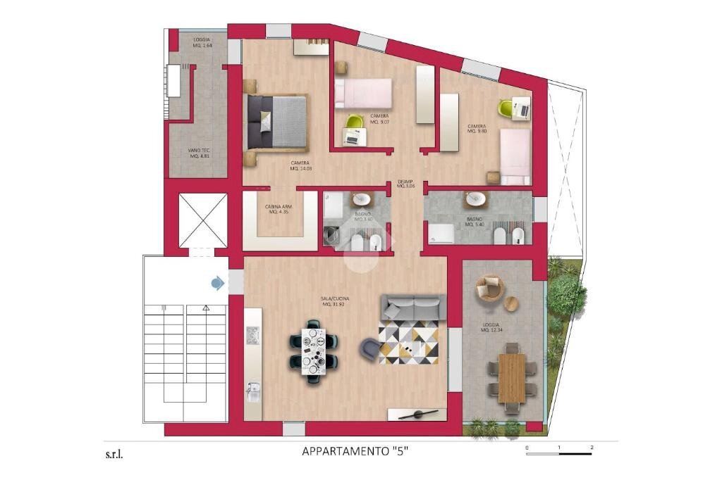 Quadrilocale Via Gadames, Rimini - planimetria 1