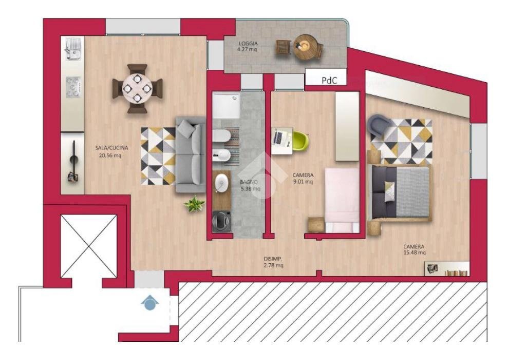Three-room apartment Via Gadames, Rimini - floor plans 1
