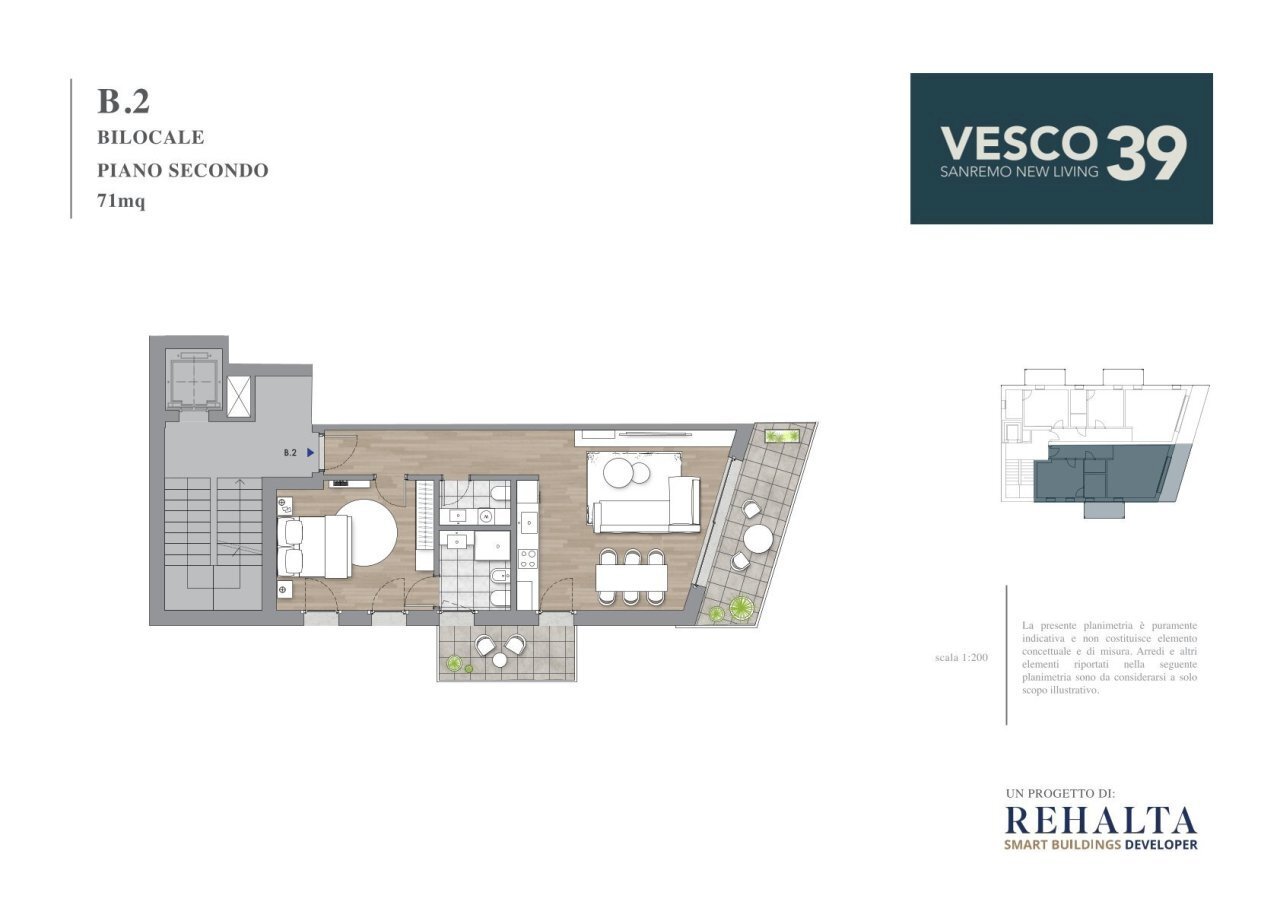 planimetria - Bilocale Via Vesco 39, Sanremo - planimetria 1