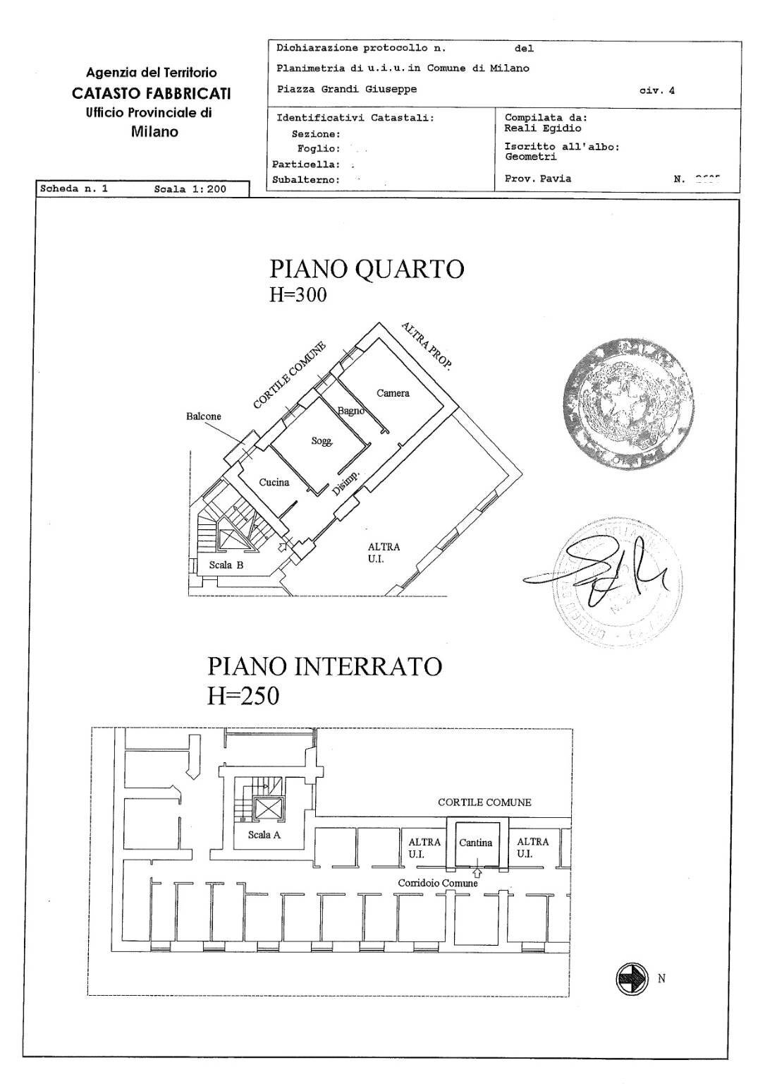 Trilocale piazza Giuseppe Grandi, 4, Milano - planimetria 1