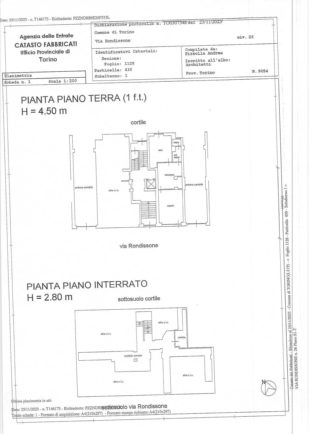 Shop via Rondissone, 26, Torino - floor plans 1