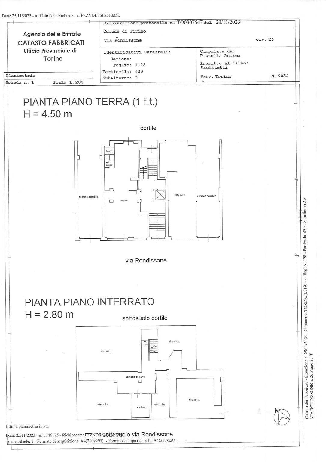 Loft via Rondissone, 26, Torino - planimetria 1