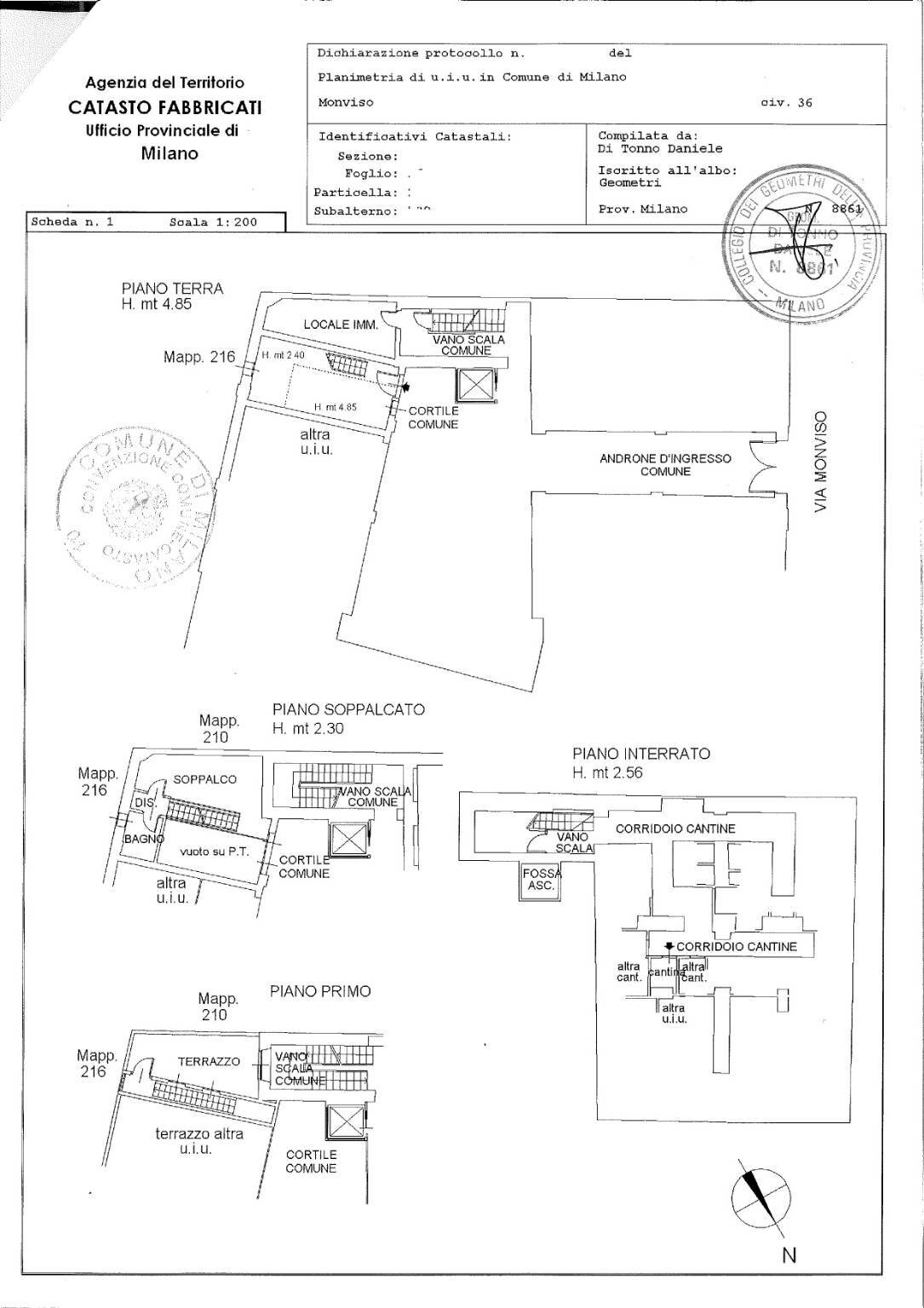Bilocale via Monviso, 36, Milano - planimetria 1