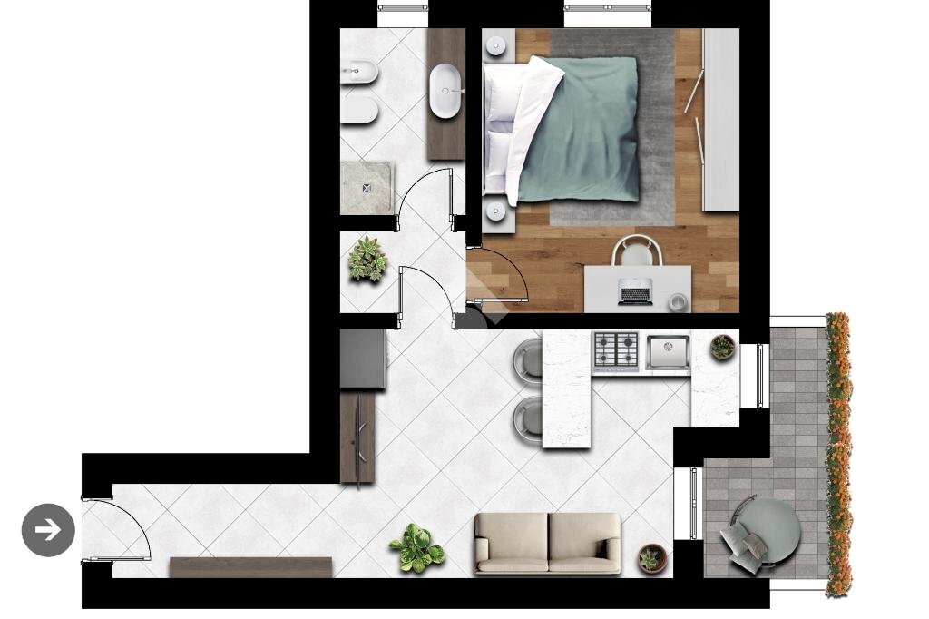 Two-room apartment Corso Guercino, Cento - floor plans 1