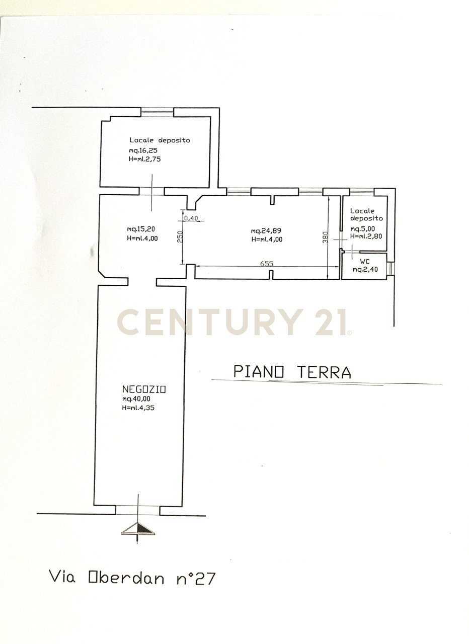 PLANIMETRIA - Locale Commerciale Via Guglielmo Oberdan 27, Grosseto - planimetria 1