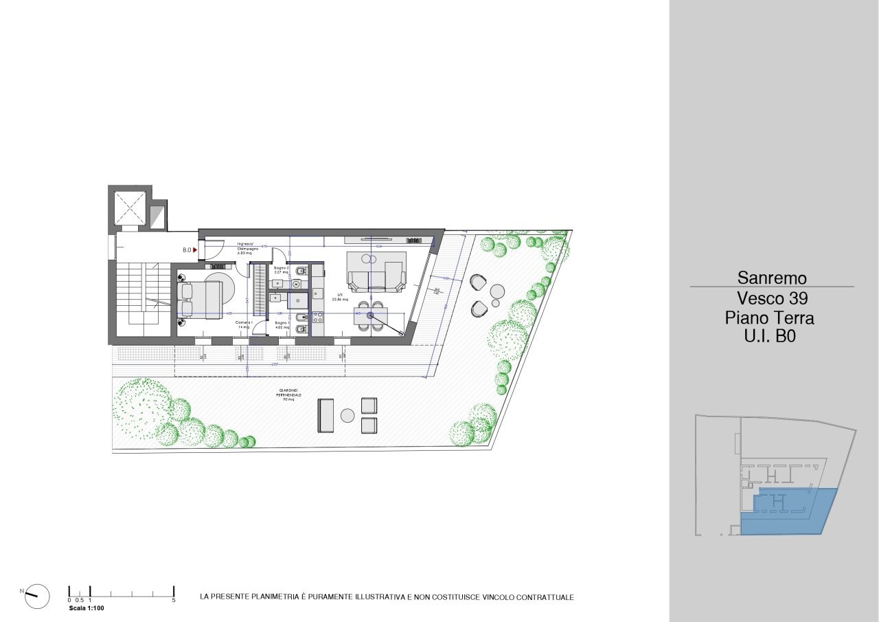 VESCO 39 - PLANIMTERIA QUOTATO - B0 BILO - Bilocale Via Vesco 39, Sanremo - planimetria 1